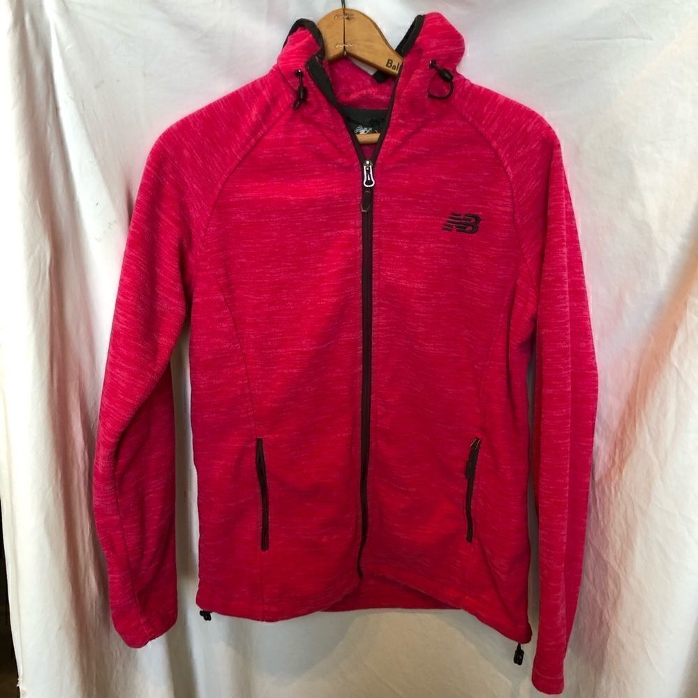 New Balance Hooded Sweat shirt Pink with gray trim Small